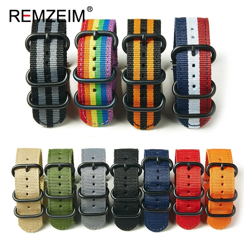Versatile Quick Release Nylon Watch Strap with Black Ring Buckle
