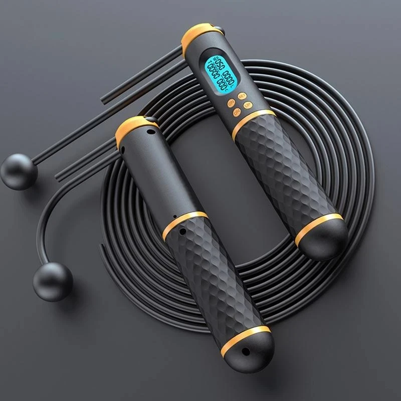 2 In 1 Skipping Rope Digital Counter Professional Ball Bearings Non-slip Handles Jumps Calorie Count