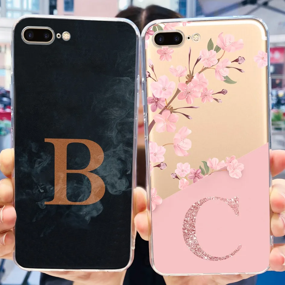 Per Iphone 7 Plus Custodia Per Iphone 8 Plus Cover Fashion Abc Letters Cover Protettiva In Tpu Morbido In Silicone Trasparente Per Iphone 7 8 Coque