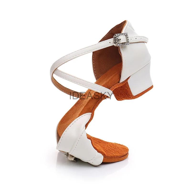Leather Girls Brand New White Satin Ballroom Shoes Women's Low Heel Soft Bottom Latin Dance Shoes Salsa Tango Shoes 24-40 4