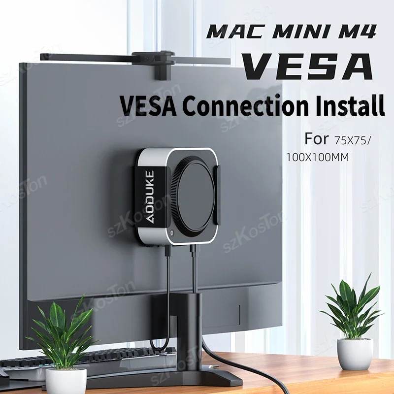 Mac Mini M4 데스크탑 컴퓨터 용 책상 스탠드 아래 Mac Mini M4 Pro PC 액세서리 용 VESA 모니터 뒤의 금속 마운트 홀더
