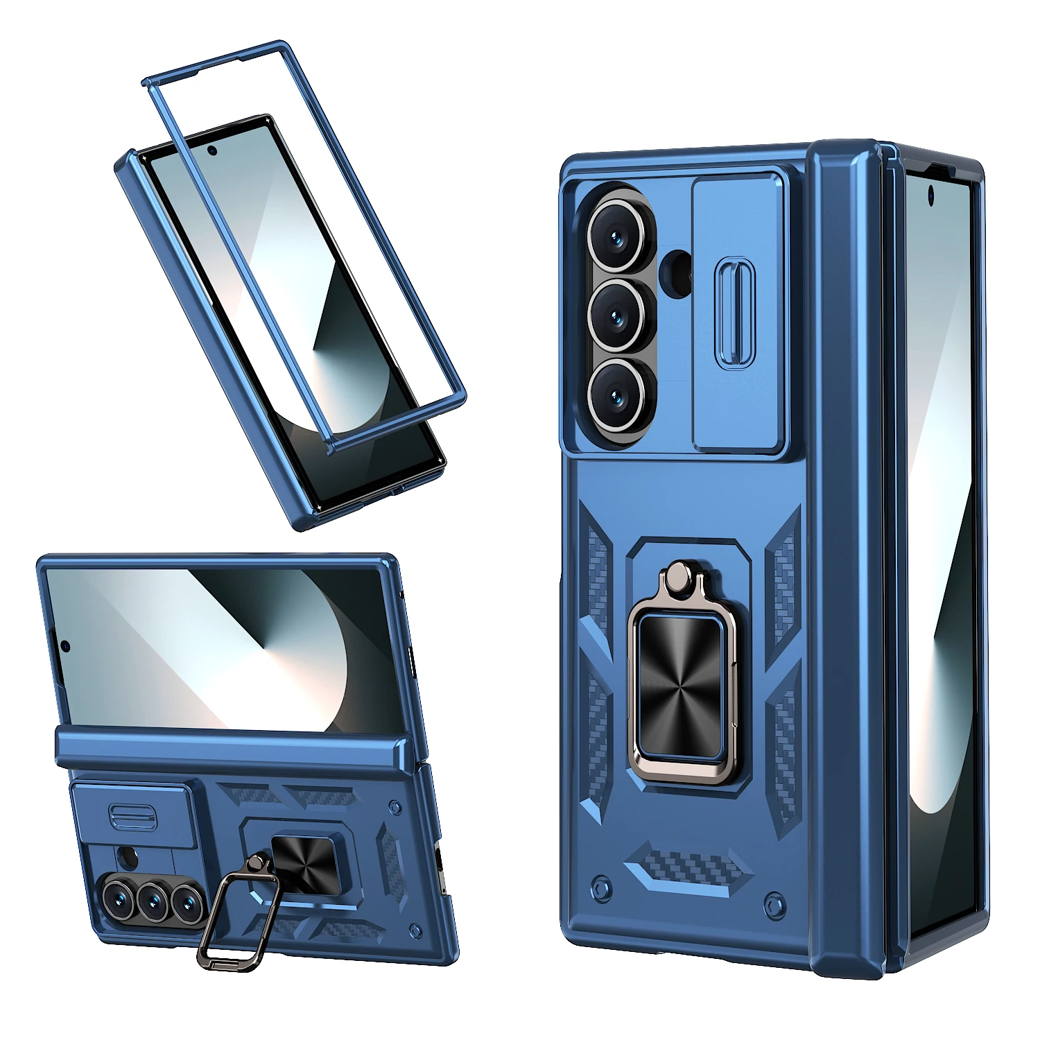 Ultra Protective Kickstand Ring Case with Magnetic Closure - Military Grade Shockproof Cover