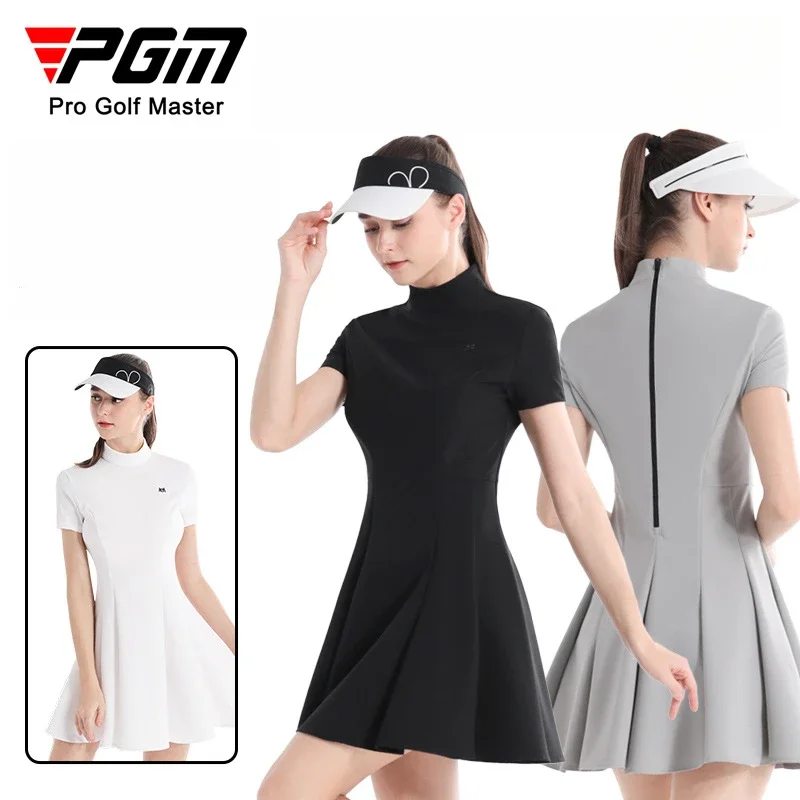 PGM Women's Golf Summer Slim Fit Waist Slimming A-line Dress Short Sleeved Women's Skirt Korean Version QZ097