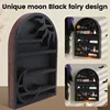 Stylish Wood Storage Shelf Wall Mounted Crescent Sun & Moon Crystal Design Practical Organizer for Home Decor 4