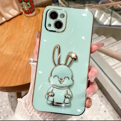 Chic Rabbit Holder Stand Phone Case Cover for Galaxy A70S (A70) (Green Rabbit)