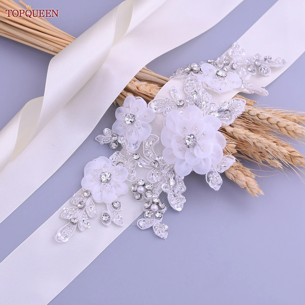 

TOPQUEEN Flower Bridal Belt Wedding Accessories Crystal Rhinestone Sash Girl Women'S Prom Dress Maternity Waistband S358