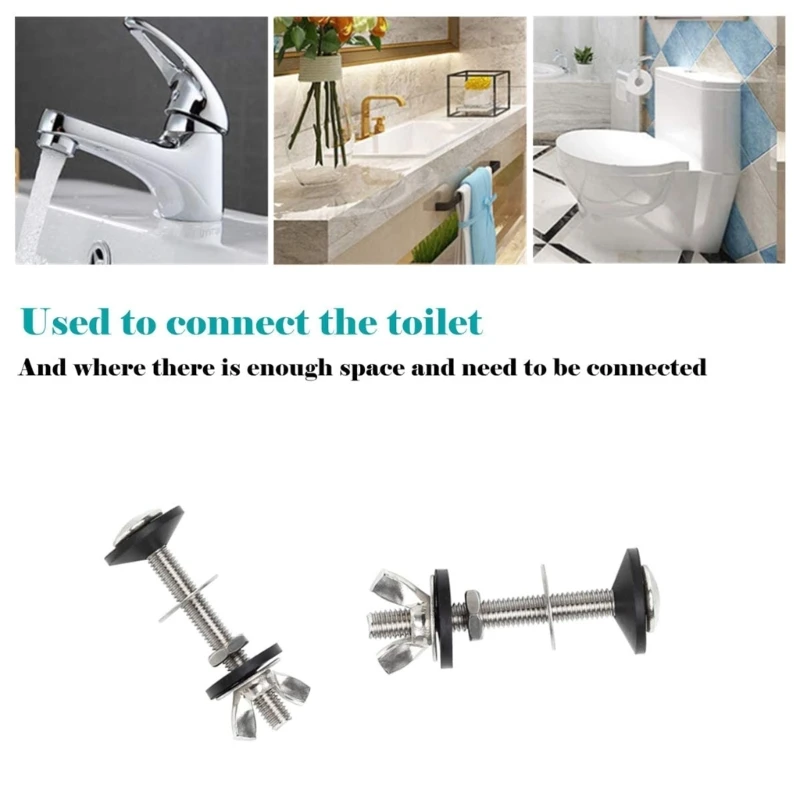 2PCS Toilet Bolts and Washers Repair Set Leaking Toilet Close Coupling Toilet Bolts and Seal Tool Accessories