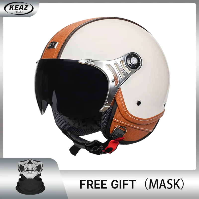 Cascos ligeros vintage abiertos 3/4 para motocicletas, cascos jet para adultos, cascos para motocicleta con certificación DOT para hombres y mujeres