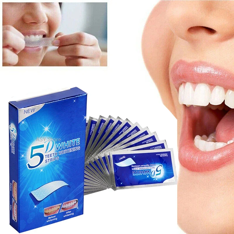 Teeth Whitening Gel Strips 5D Whitening Teeth Stickers Clean Yellow Smoke Tea Stains Oral Hygiene Care