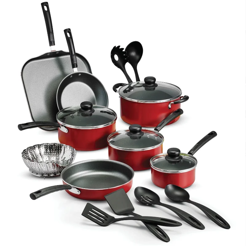 

Tramontina Primaware 18 Piece Non-stick Cookware Set, cookware Red