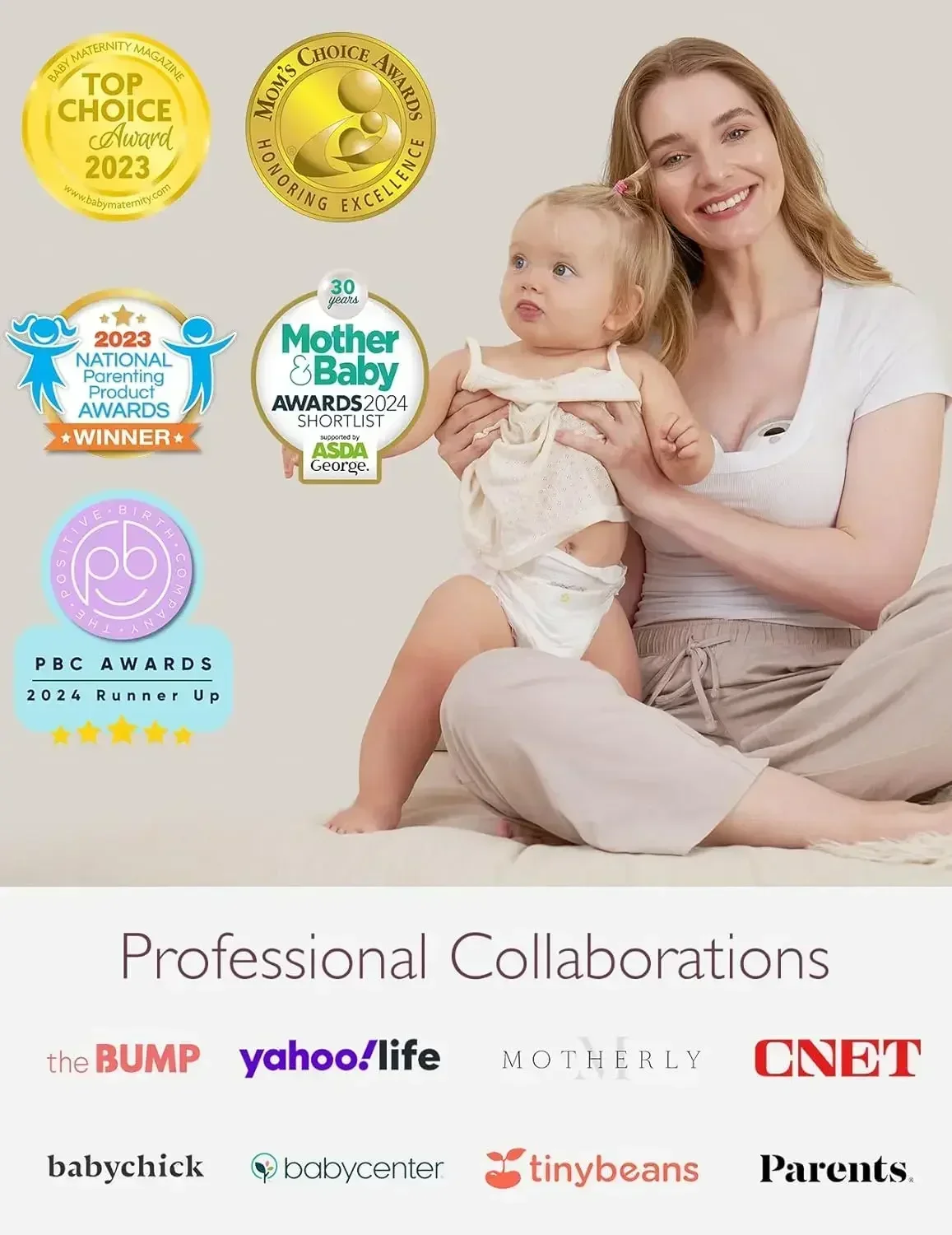Hands Free Wearable Breast Pump of Baby Mouth Double-Sealed with 3 Modes 9 Levels Electric Breast Pump Portable