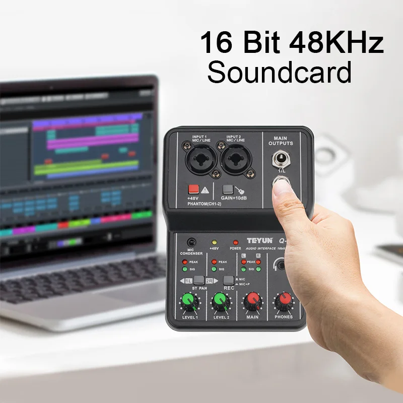 Professional Audio Interface Sound Card Computer Electric Guitar Live Recording Audio Equipment For Studio Singing Q12 audio interface