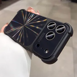 Custodia per telefono di lusso 6D Colorata con Laser Aurora, Shockproof, con paraurti morbido e protezione per la fotocamera in vetro