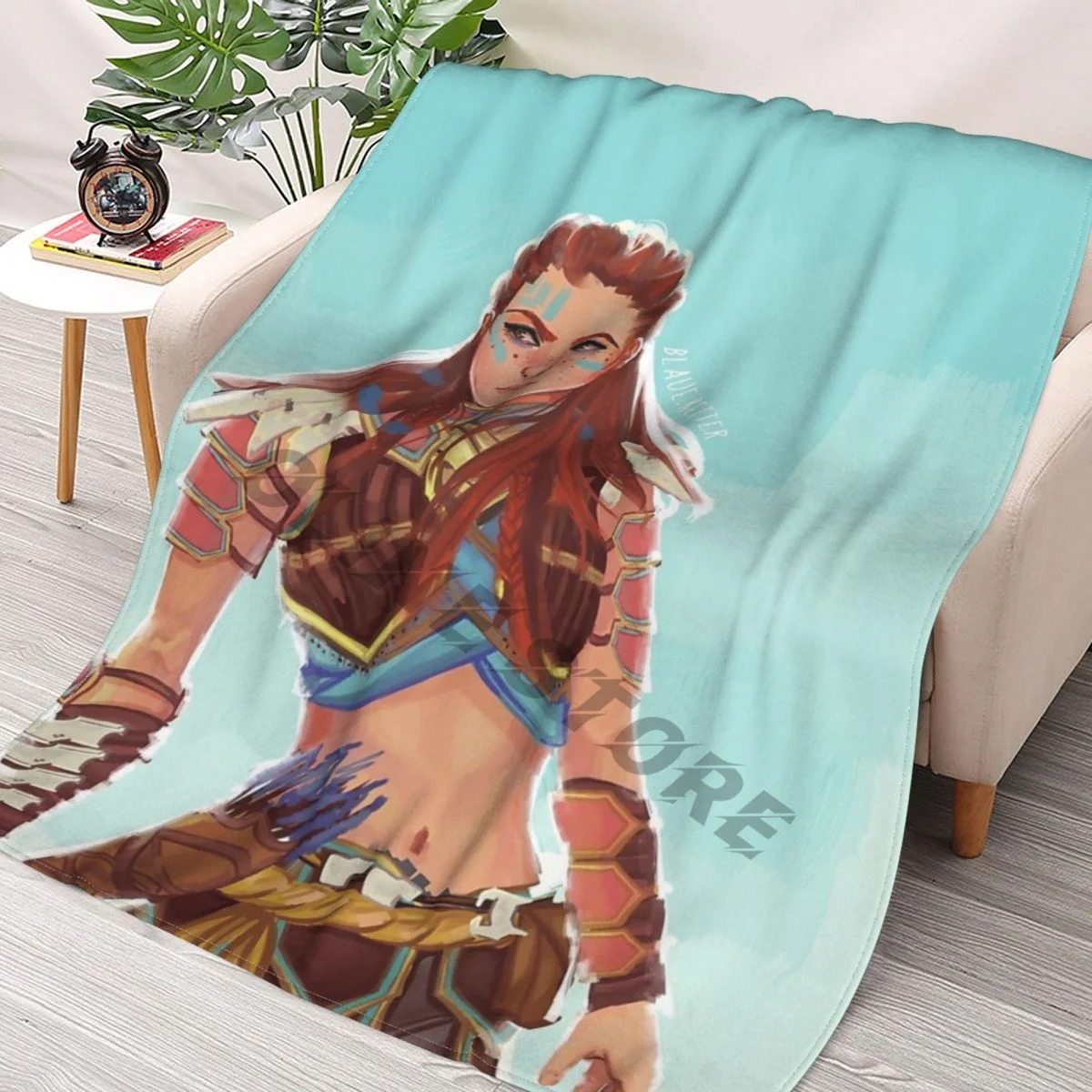 

Фланелевое ультрамягкое теплое одеяло для пикника Aloy Horizon Zero постер с тематикой рассвета, покрывало для кровати