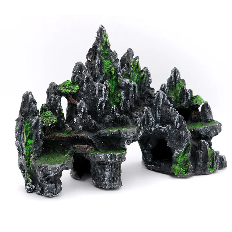 

Large Fish Tank Decorations Mountain View Aquarium Ornament Tree House Cave Bridge Fish Tank Decoration