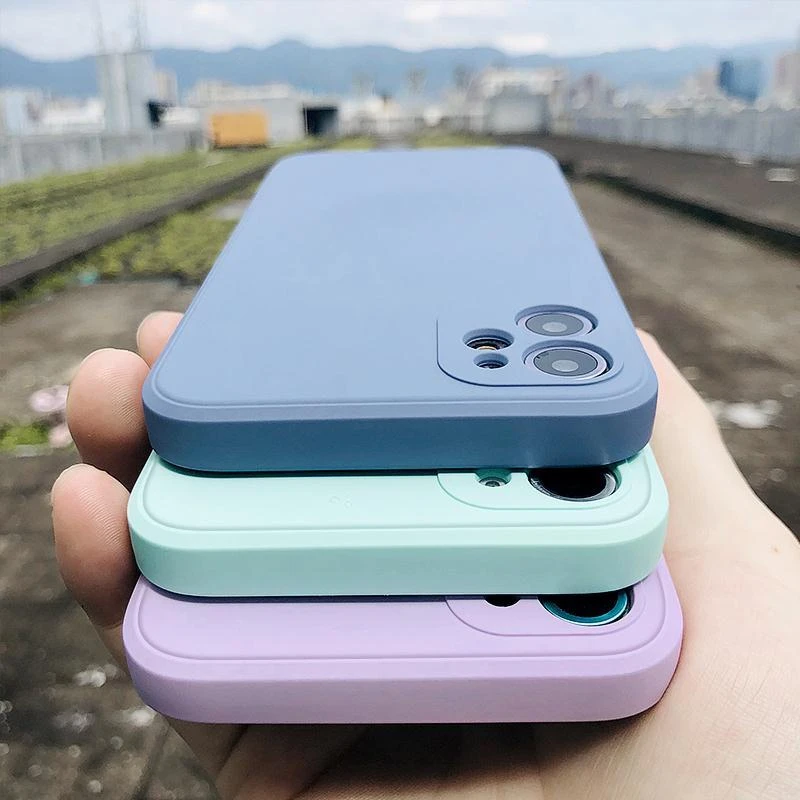 Candy Liquid Silicone Case For Apple iPhone 13 12 11 Pro Max Mini X Xs Max XR SE 7 8 Plus SE2 Lens Protection Soft Phone Cover iphone xr phone case