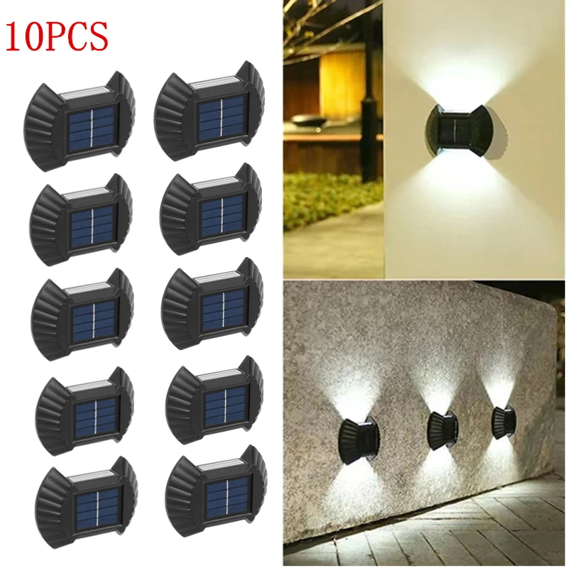 2/8LED Solar Wall Light Outdoor Waterproof Up and Down Lighting Balcony Garden Decorative Fence Light Solar Sunshine starry sky tent transparent mongolian yurt outdoor ball shaped hotel dome bubble house campsite sunshine room style