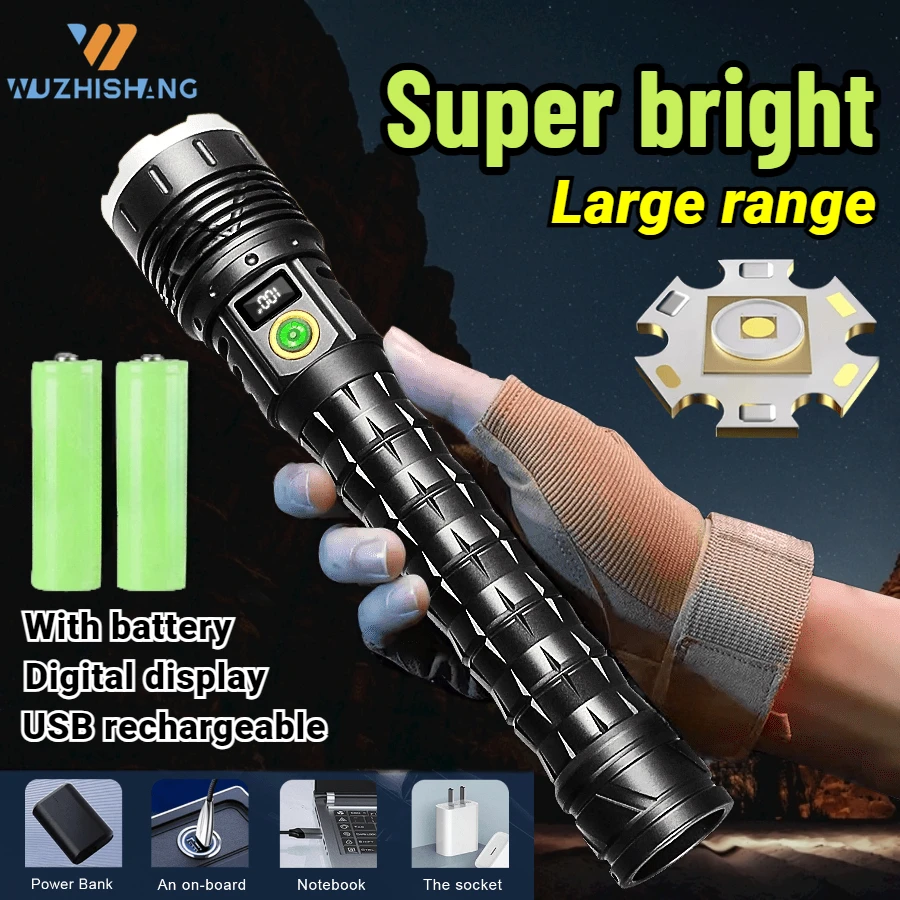 

Высокомощный фонарик, тактический фонарик Flstar Fire со встроенной батареей, аварийный фонарь, уличный водонепроницаемый фонарь для кемпинга с USB-зарядкой