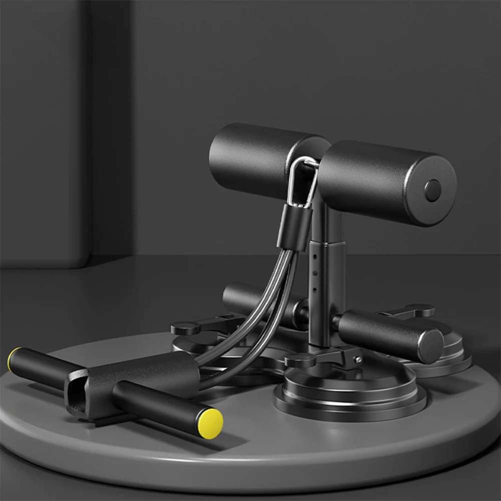 Situp Bar Assistance Device with 3 Suction Cup Sit Up Exercise Equipment with Pull Rope Adjustable Height for Strength Training