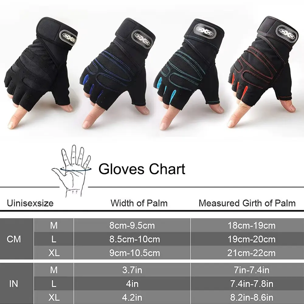Unisex Half Finger Workout Gloves with Wrist Support