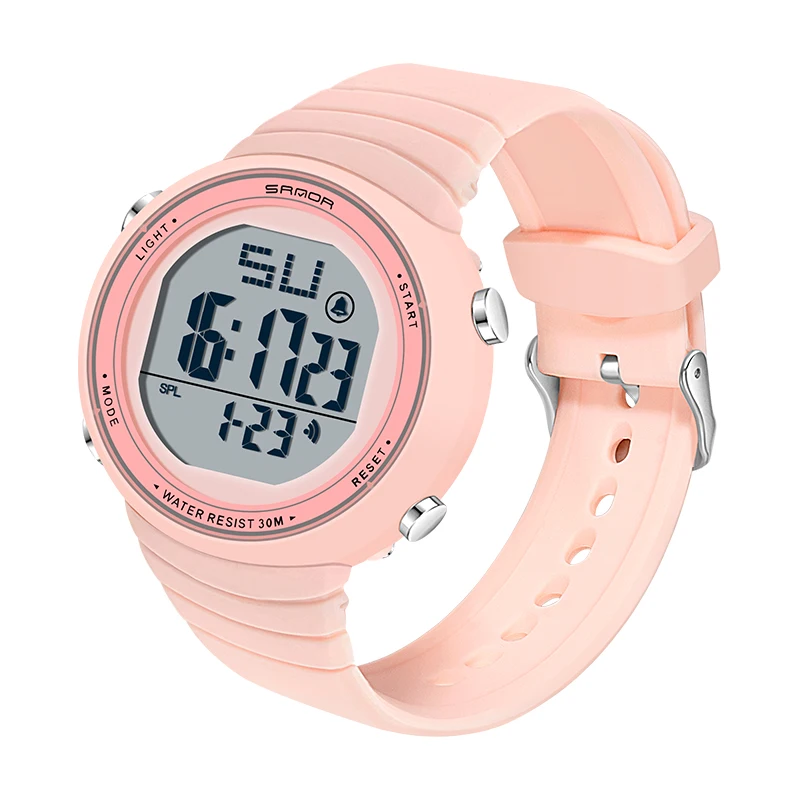 2021 New Fashion Women Digital LED Sports Watch Multifunctional Waterproof Ladies Pink Wrist-Watch Fit Girl Holiday Gift Watches 