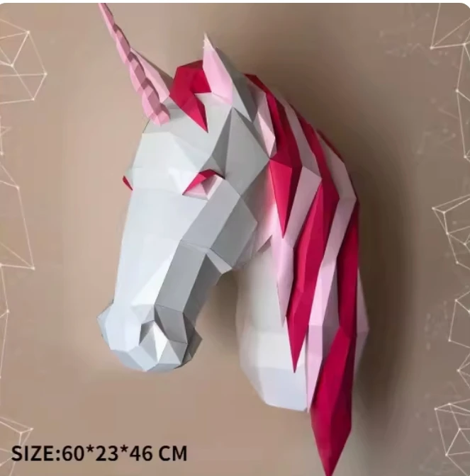 3D Papercraft Unicorn Model DIY Party Wall art Animal toys home decoration Puzzles Eductional toys birthday gift for kids