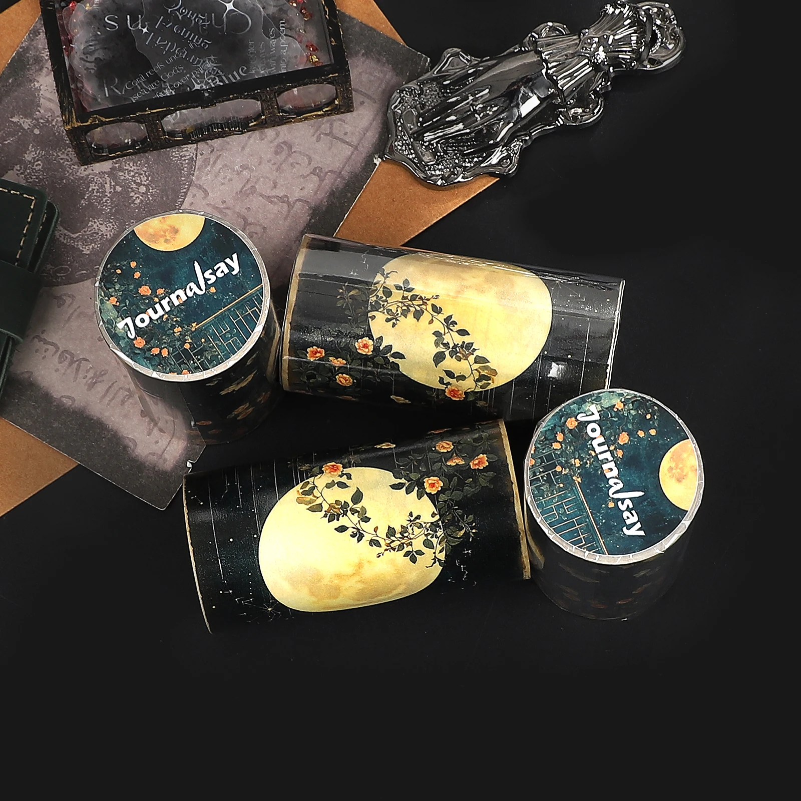 80mm * 205cm 빈티지 달빛 꽃 창 풍경 와시 테이프 크리 에이 티브 DIY 저널 재료 콜라주 스크랩북 편지지