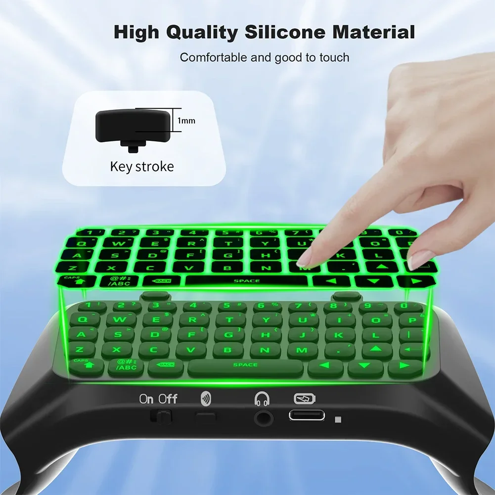 Wireless Mini Keypad Chatpad with Green Backlight & Built-in Speaker