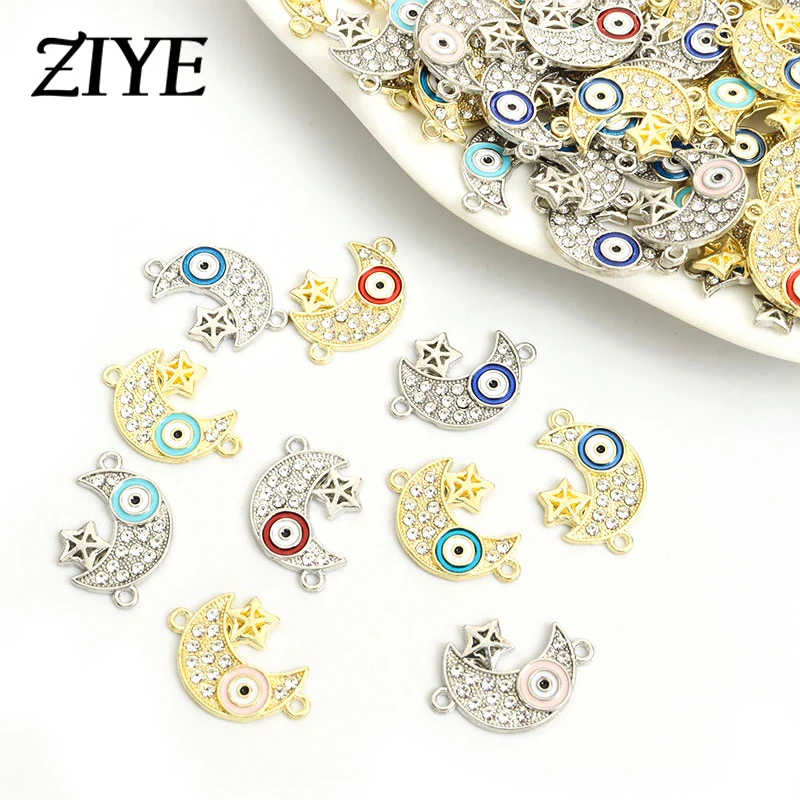 

10 шт. стразы, луна, звезды, эмаль, счастливый синий глаз, блестящие ювелирные изделия, сделай сам, Красочные Подвески из сплава, аксессуары