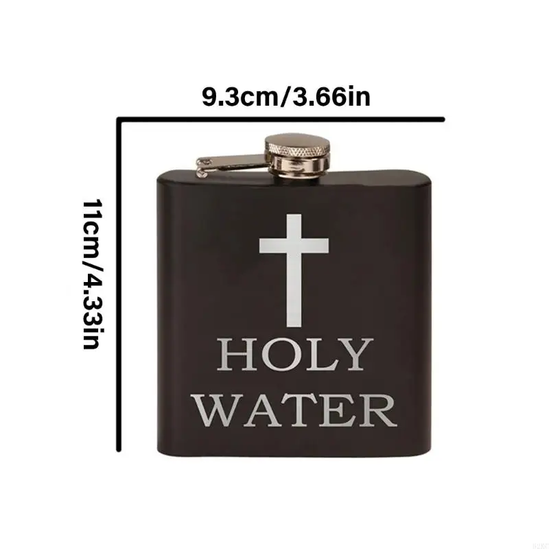 62KC Crossed Pattern Holy Water Bottle Stainlessed Steel Travel Friendly For Outdoor Traveling