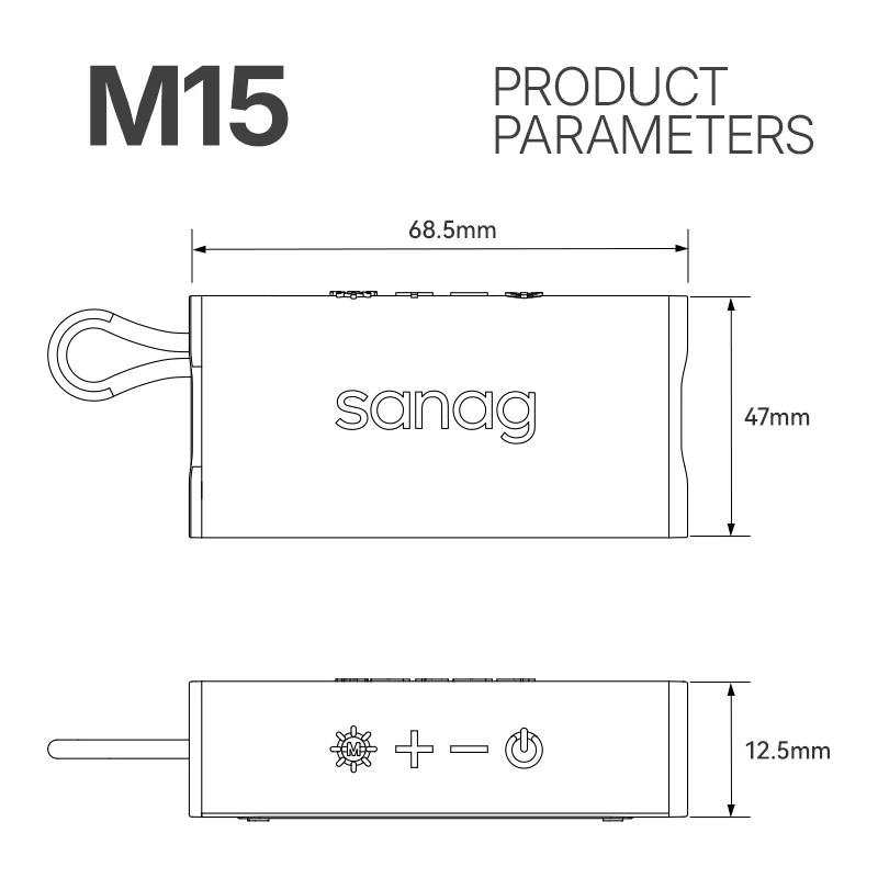 Sanag M15 Protable Bluetooth Speaker IPX4 3D Stereo Wireless Speaker 10H Bluetooth 5.3 Sound Surround Loudspeaker