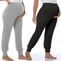 Maternity Trousers Summer New Pregnant Casual Loose Solid Color Belly Support Maternity Pants Elastic Waist Maternity Leggings 1