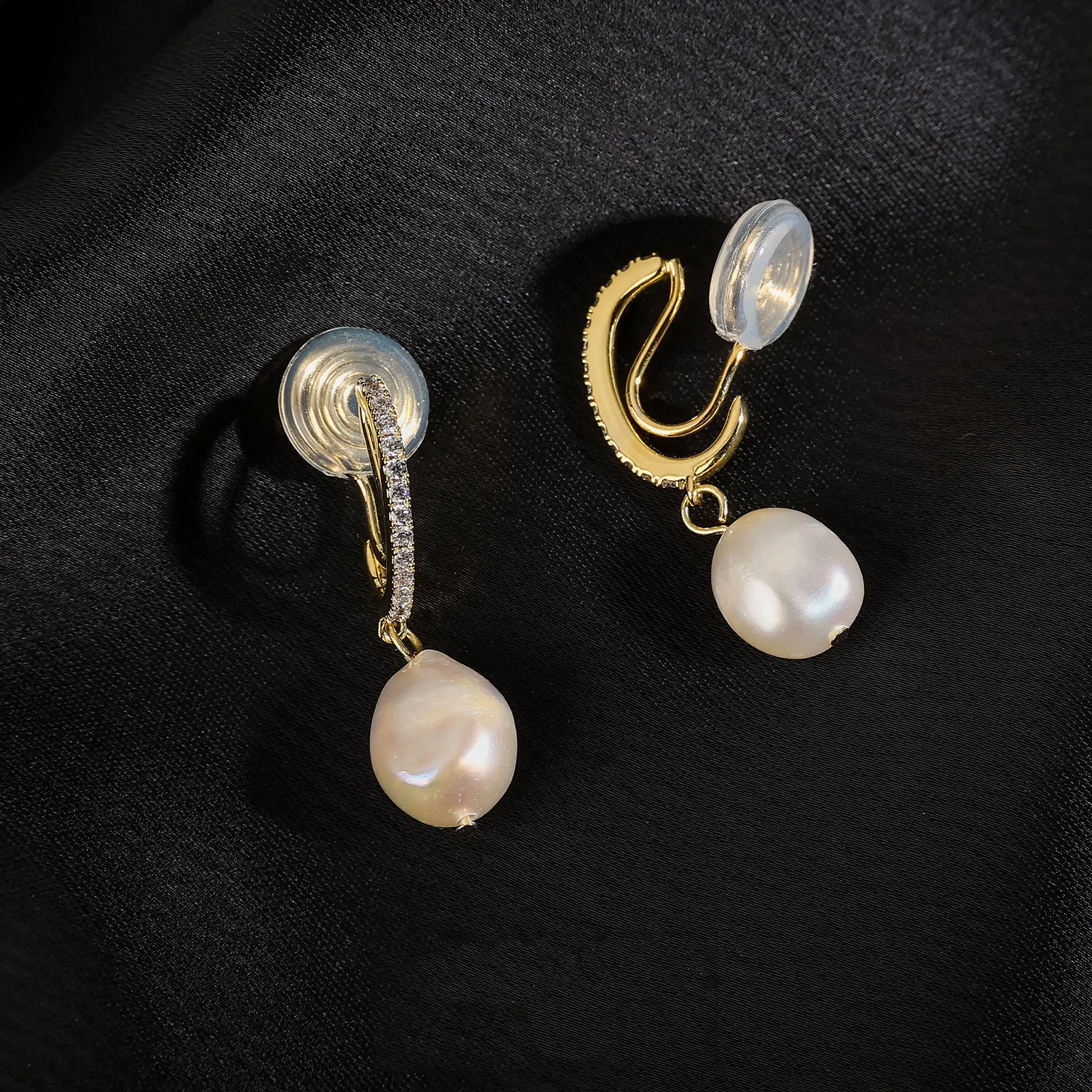 Boucles D'oreilles Pendantes Dorées Avec Perles D'eau Douce - Style Coréen Mode Femme - Multicolore - Neuf Sans Emballage