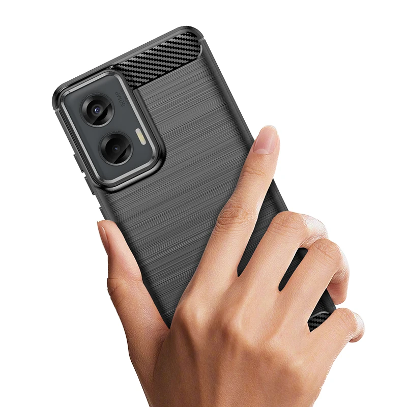 Luxury Shockproof Matte Silicone Case with Soft Carbon Fiber Design