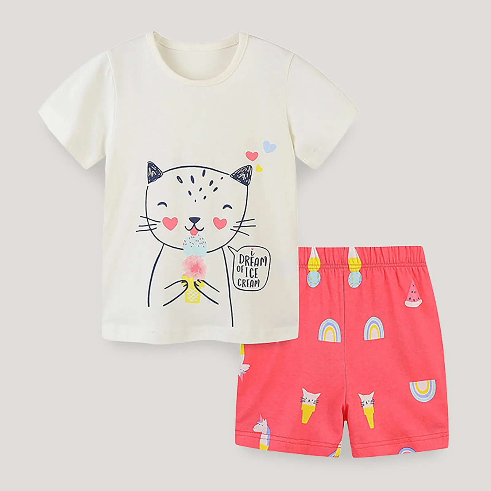 

Toddler Baby Girl Clothing Sets Tshirts Shorts Suit Kids Short Sleeve For Summer Outfit Baby Children Costume Girls 2-7Y Pajamas