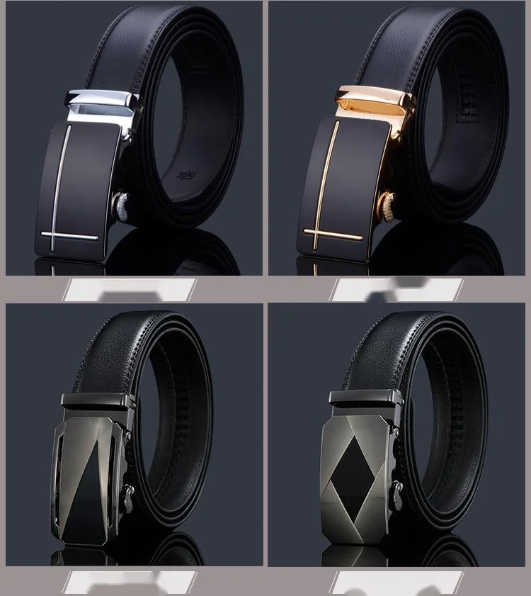 Men's Leather Automatic Buckle Belt For Business And Formal Wear_voghion.com