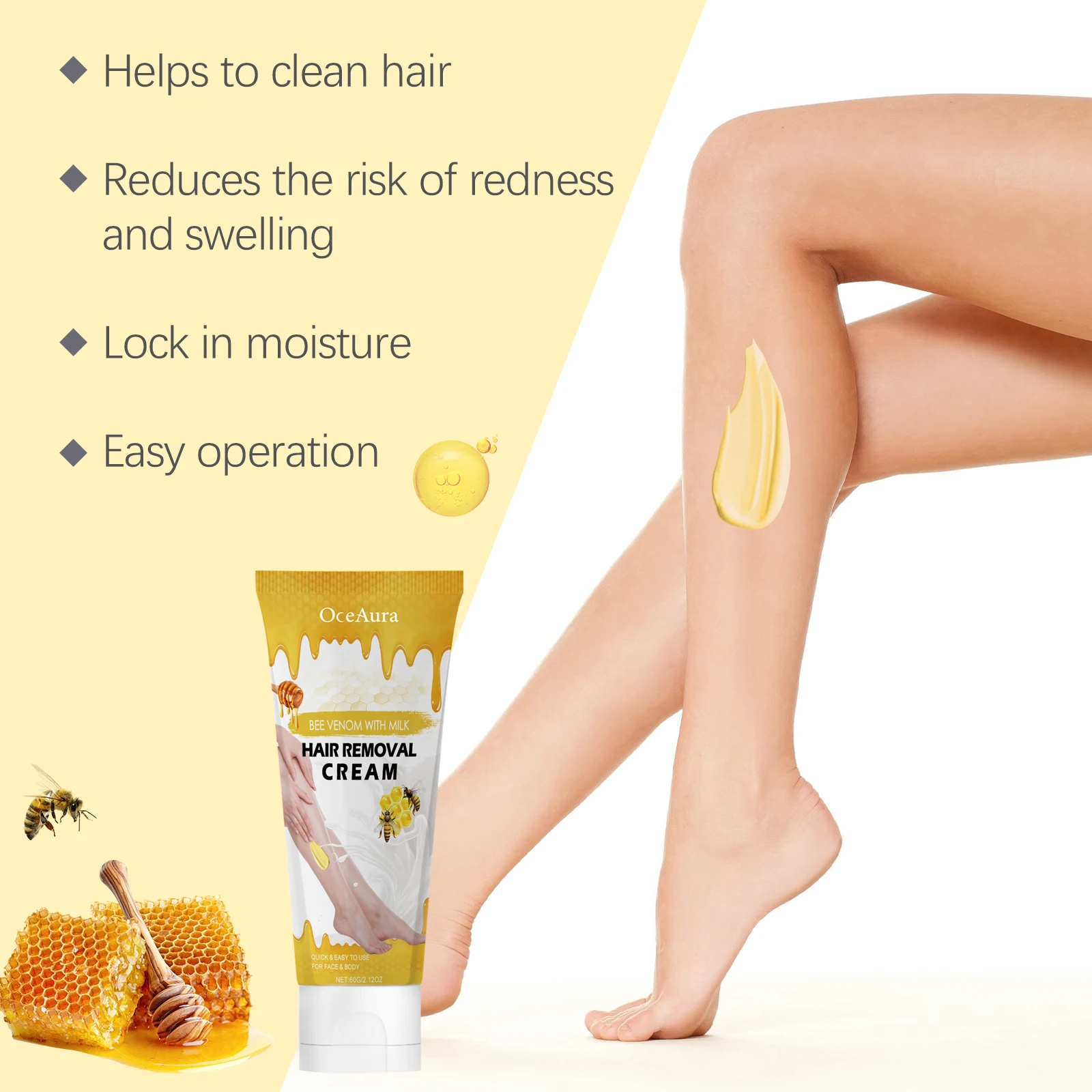 Crema depilatoria al veleno d'api delicata nutriente corpo gambe_voghion.com