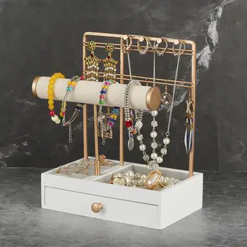 Jewelry Organizer Bracelet Storage Display Chain Watch T-Bar Rack Hard Stand Holder Rack Necklace Drawer for Earrings Pendants