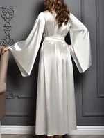 Maxi Bridal Robe Floor Length Wedding Kimono Satin Bachelorette Party Dressing Gown Boudoir Robe Gift for Friend Sexy Long Dress - Image 2