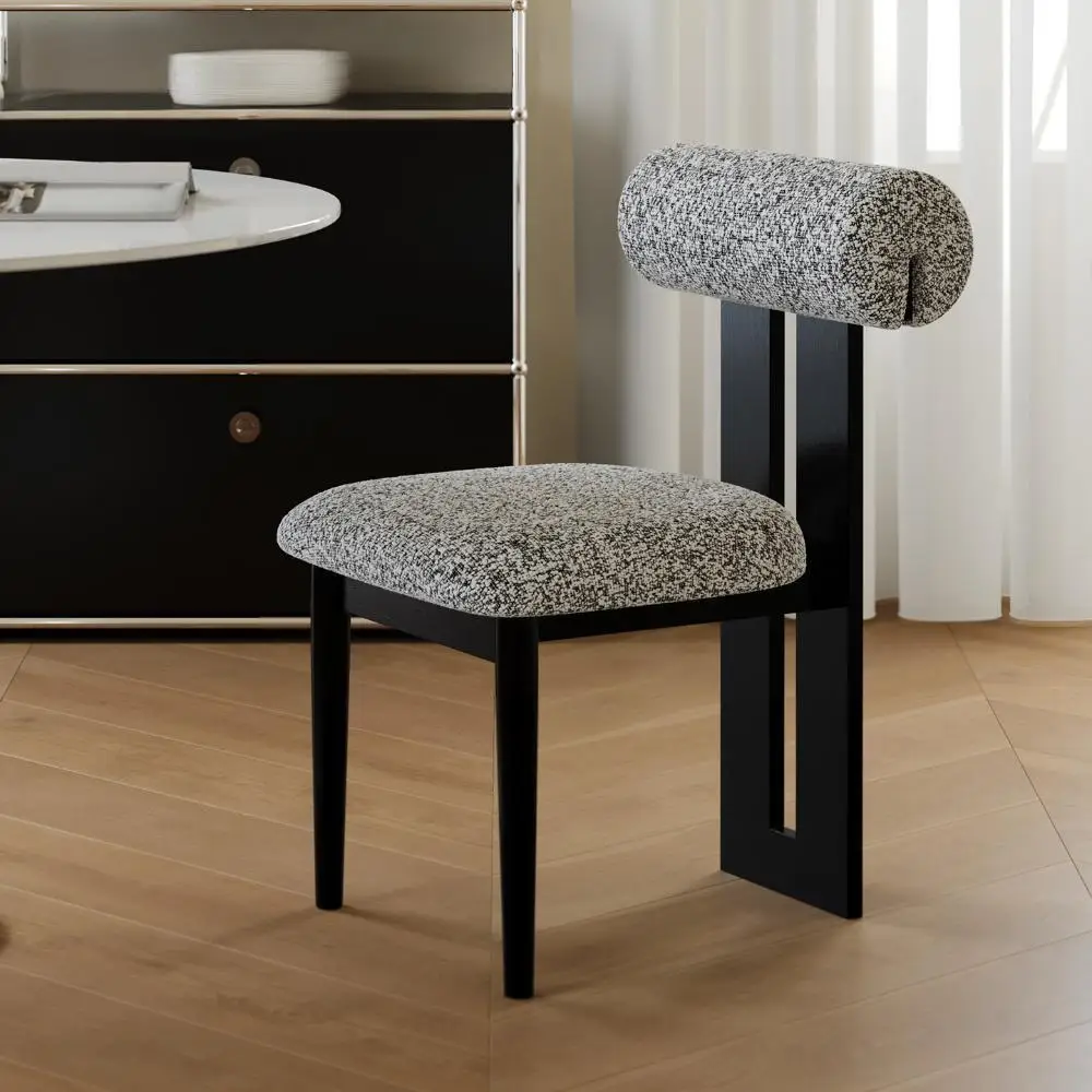 Vintage Solid Wood Dining Chair Home Modern Minimalist Kitchen Table Chair Nordic High End Designer Upholstered Leisure Seat