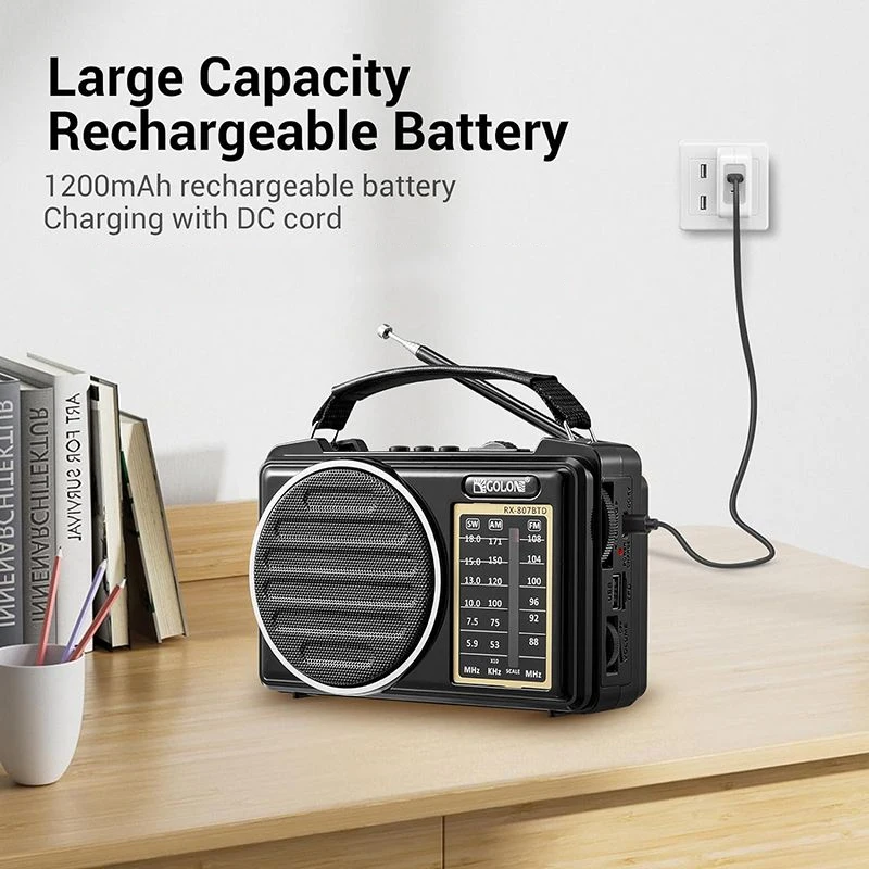 Portable FM AM SW Radio Full Band Radios Receiver Colorful Ambient Light Bluetooth Speaker Wireless TWS Connection Music Player