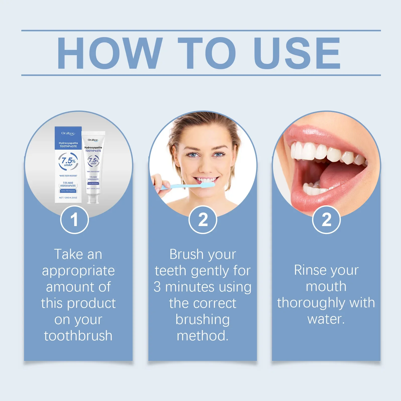 Hydroxyapatite Brightening Toothpaste Fresh Breath Remove Smoke Stains Plaque Caries Removal Protect Gingiva Treat Bad Breath