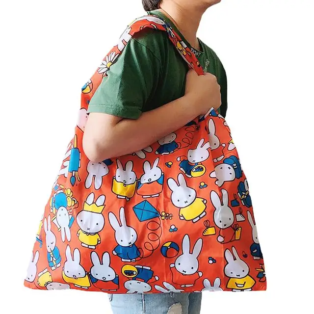 Miffy Kawaii Super Large Foldable Shopping Waterproof Bag Supermarket Eco-Friendly Cute Grocery Bag Gifts for Girls