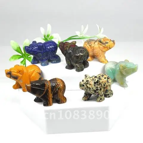 

Bear Figurine Carved Rose Quartz Healing Crystals Natural Stones Room Decor Reiki Minerals Gemstones Craft Gifts 1PC 1.5 Statue