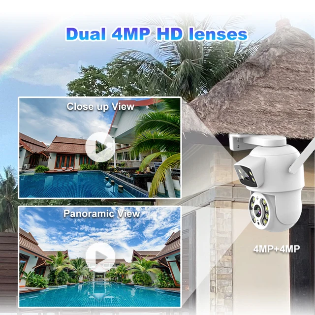8MP 4K Dual Lens with Dual Screen PTZ Wifi Camera Ai Human Detect Auto Tracking Wireless Outdoor Surveillance Camera iCSee App 2