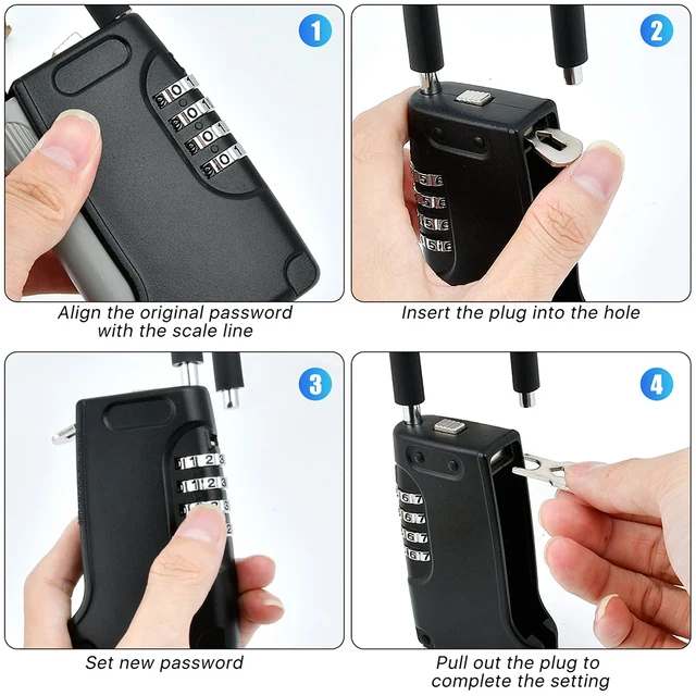 Padlock Key Lock Box Small Combination House-Outside Black Weatherproof 4 Digit Code Keys Safe Storage For Realtor Contractor 6