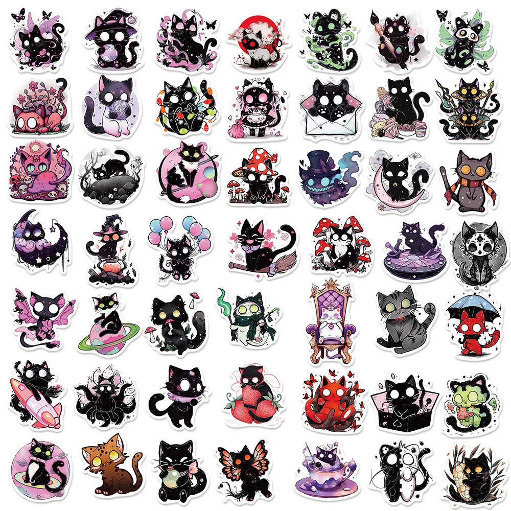 Cat Stickers Waterproof Vinyl Stickers for Water Bottle Laptop Phone Skateboard 50PCS