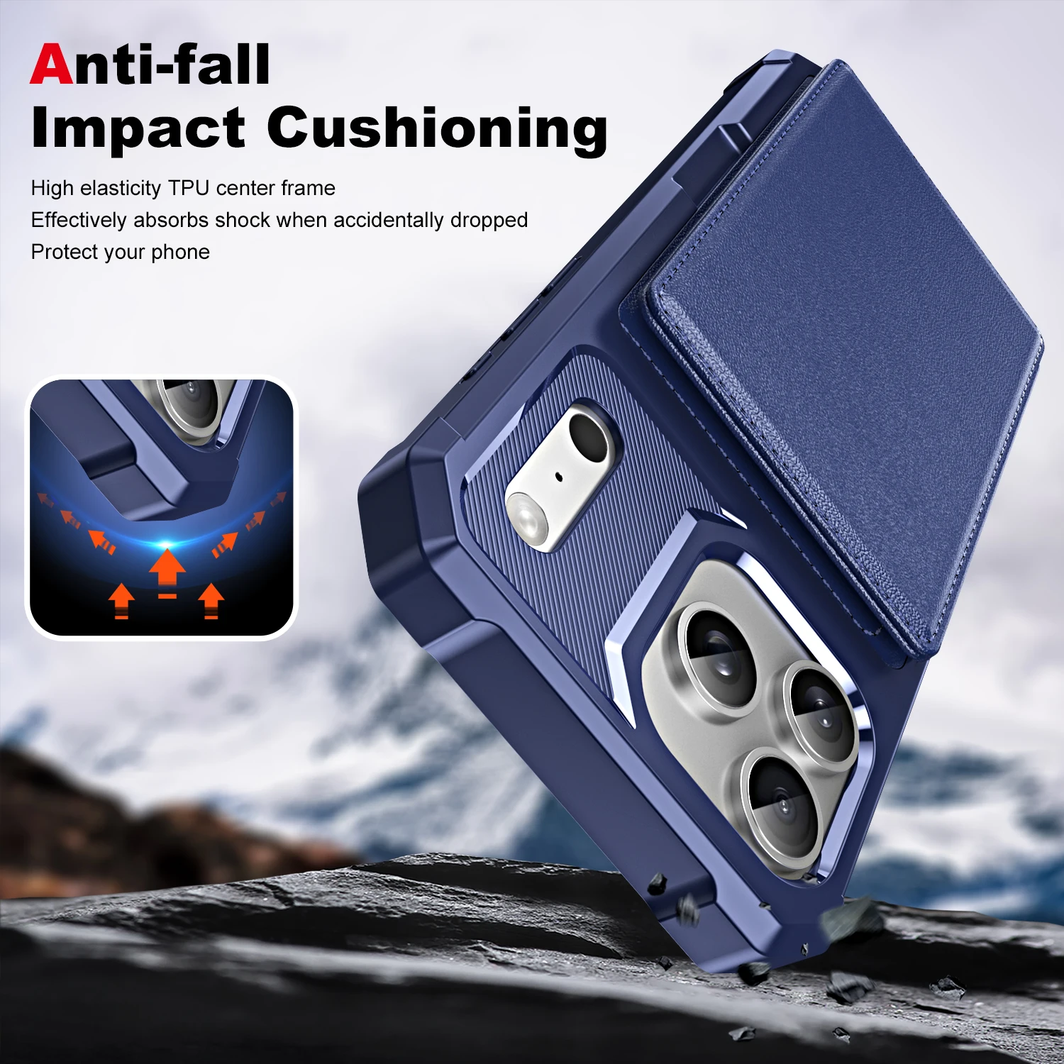 Leather Flip Wallet Phone Case with Card Slot and Stand - Anti-Drop Protective Cover
