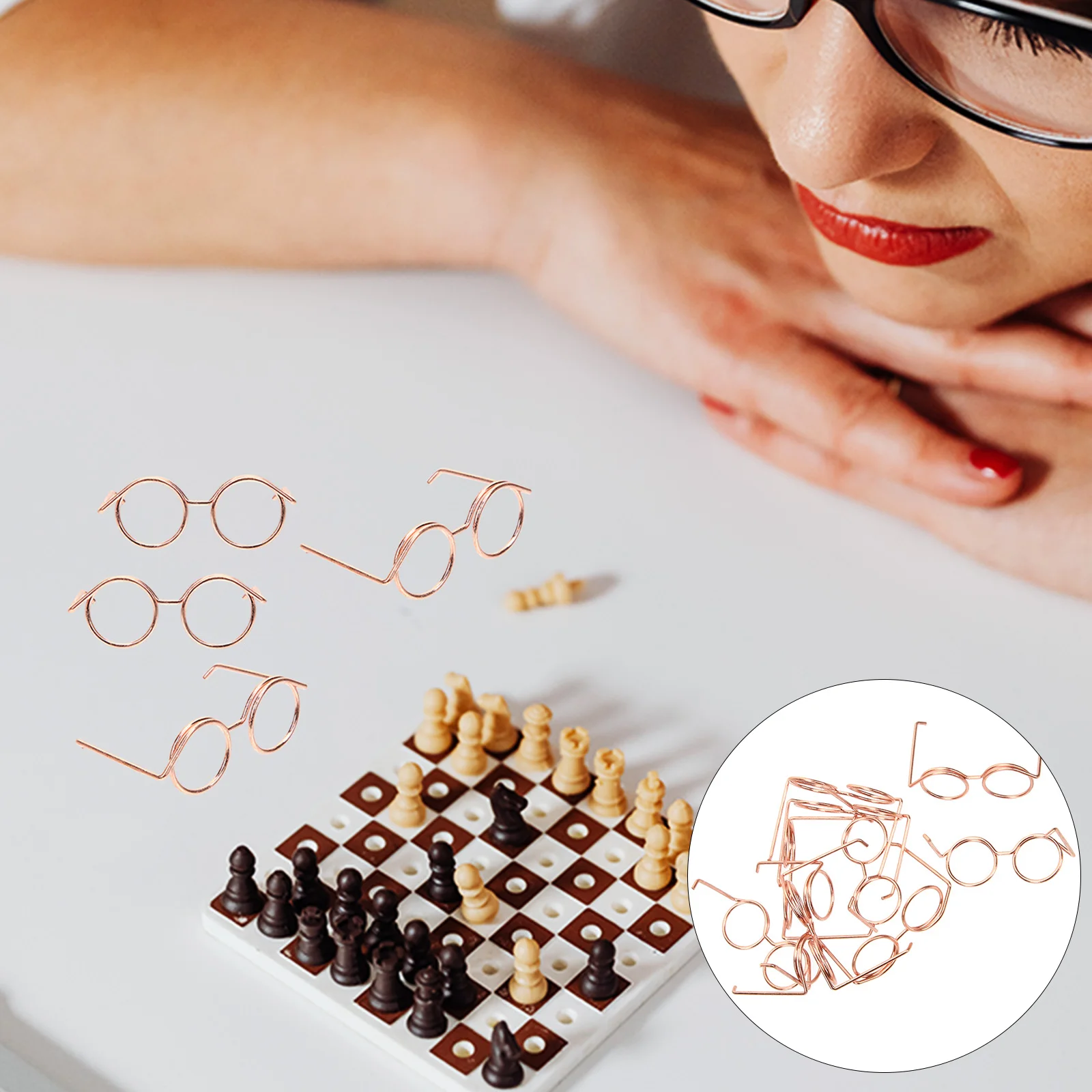 

10 Pcs Metal Glasses Apparel Rimmed Sunglasses Props Baby for Dress up Eyeglasses Mini Dolls Child