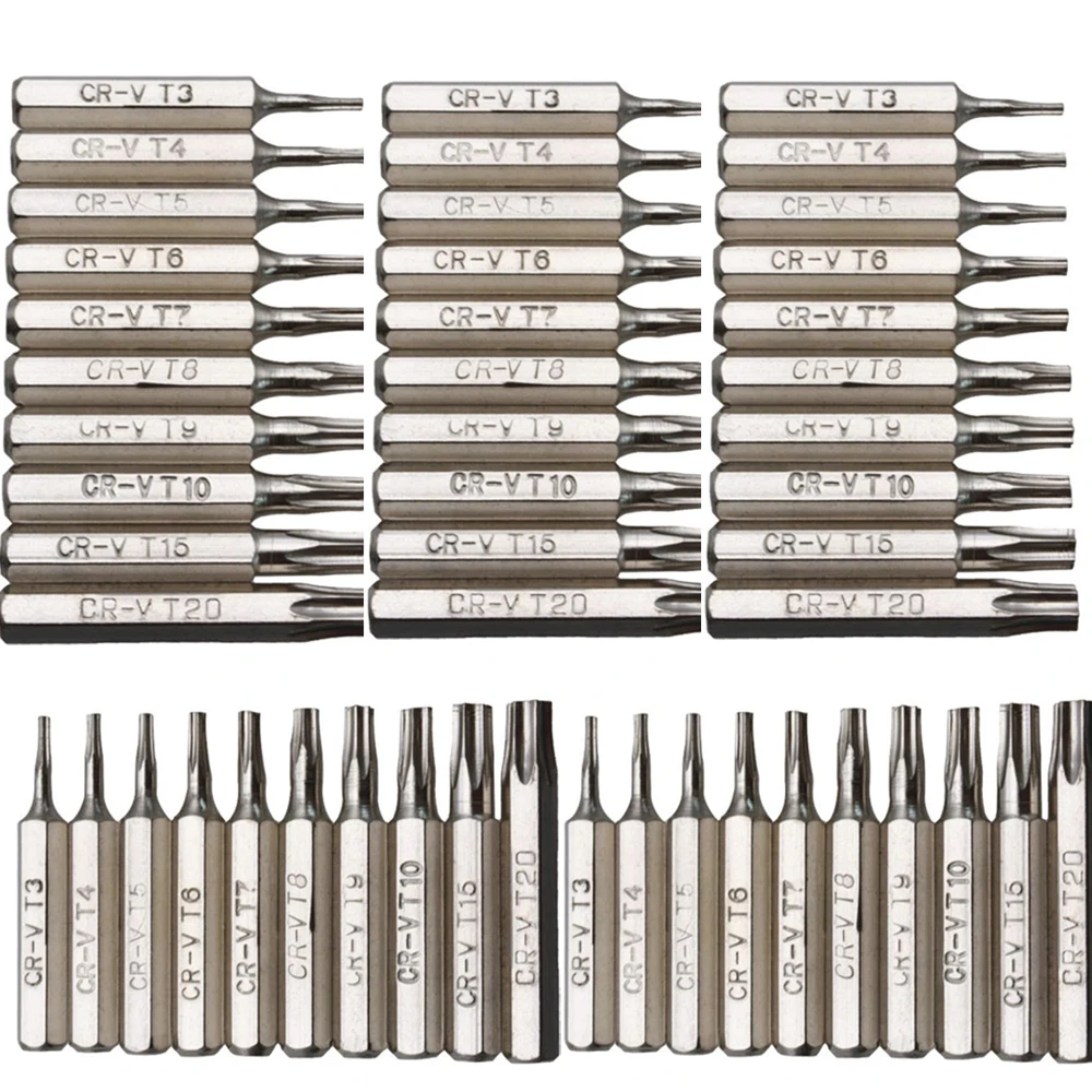 50-10pcs 4mm CR-V Torx Screwdriver Bits Set T3 T4 T5 T7 T8